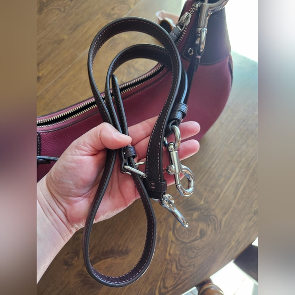 COACH Mauve Pink Leather Shoulder Hobo with Dark Plum Trim - Picture 5 of 5